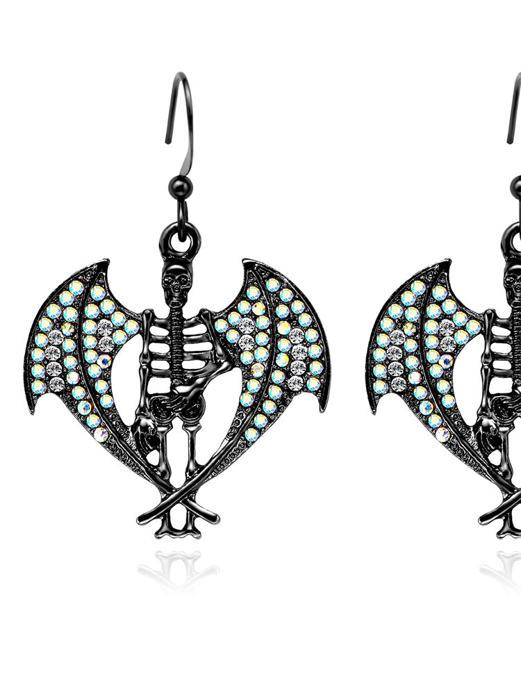 Halloween Bat Skull Hand Spooky Dangles Earrings