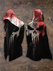 Men's Viking Vegvisir Bloody Skull Contrast Hooded Coat