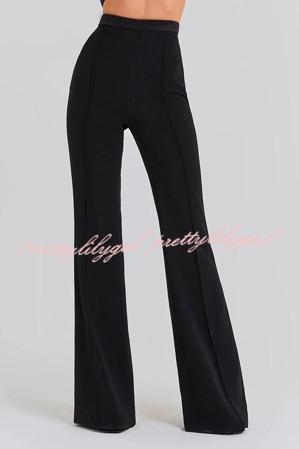 Downtown Dates High Rise Elastic Waist Stretch Flared Pants