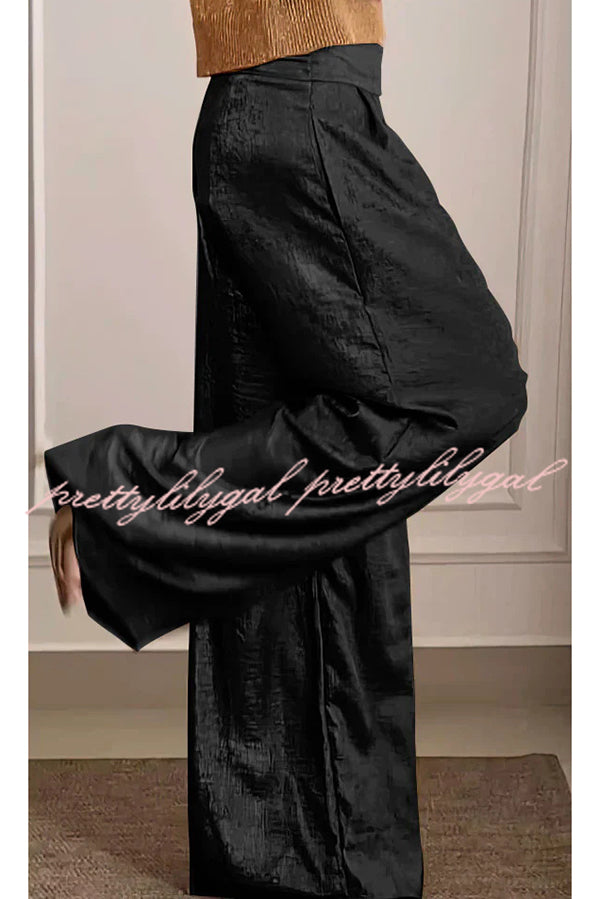 Fashionable Hot Stamping High Waist Casual Wide Leg Pants