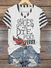 Classic Ruby Red Shoes To Die For Pattern Halloween Witch Legs Painting V-Neck T-Shirt