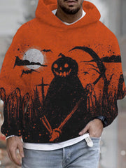 Men's Vintage Halloween Pumpkin Ghost Art  Hoodie