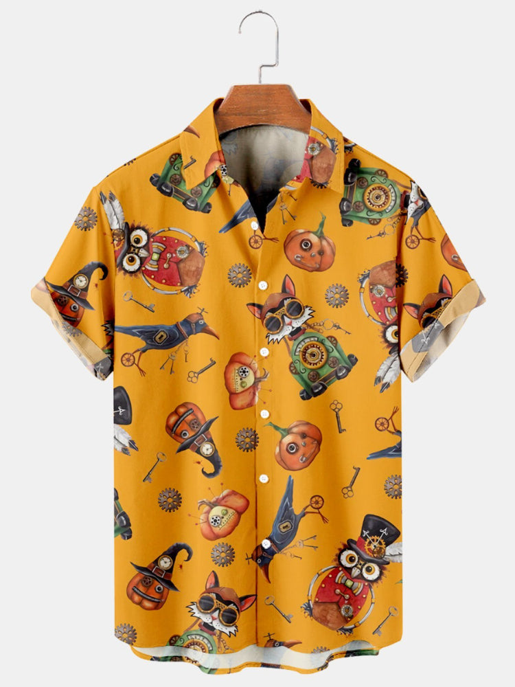 Halloween Casual Loose Men's Short Sleeve Shirt