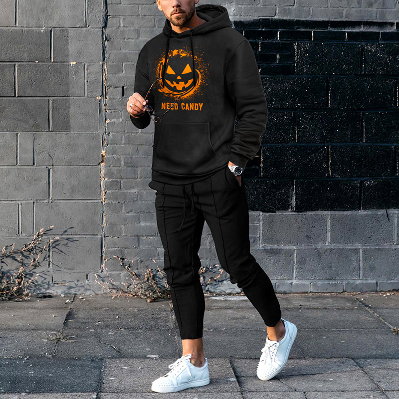 Black Halloween Tracksuit Two Piece Set