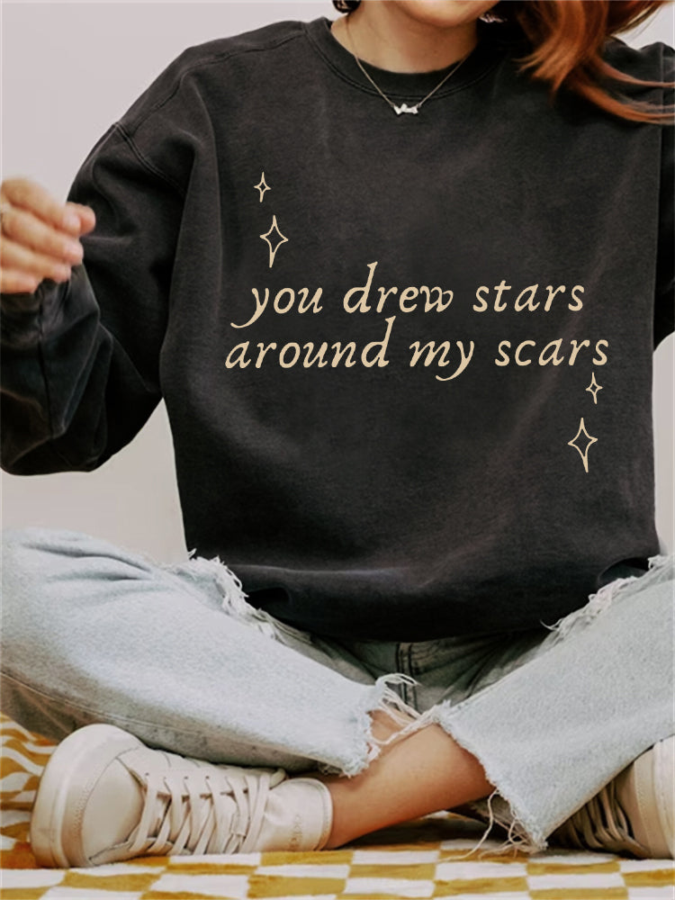 TS Folklore You Drew Stars Around My Scars Washed Sweatshirt