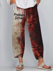 Vintage Bloody Problem Solved Halloween Print Loose Casual Pants