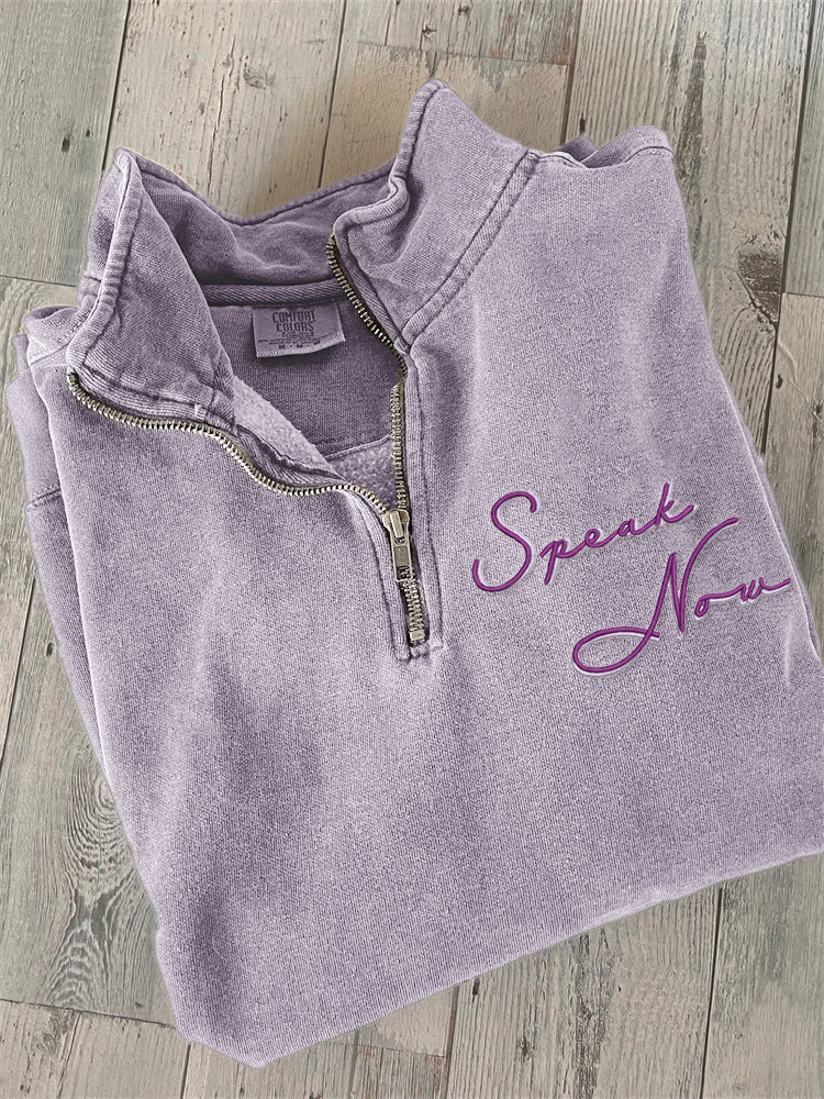 Speak Now Embroidered Zip Up Sweatshirt