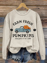 Women's Farm Fresh Print Casual Long Sleeve Sweatshirt