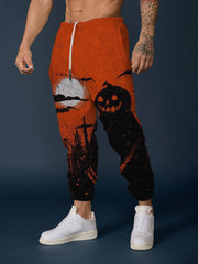 Men's Vintage Halloween Pumpkin Ghost Art  Sweatpants