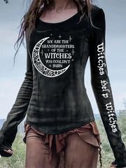 Women's We Are The Granddaughters Of The Witches You Could Not Burn Salem Witch Print Tops