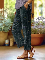 Black Cat Print Women's Casual Pants