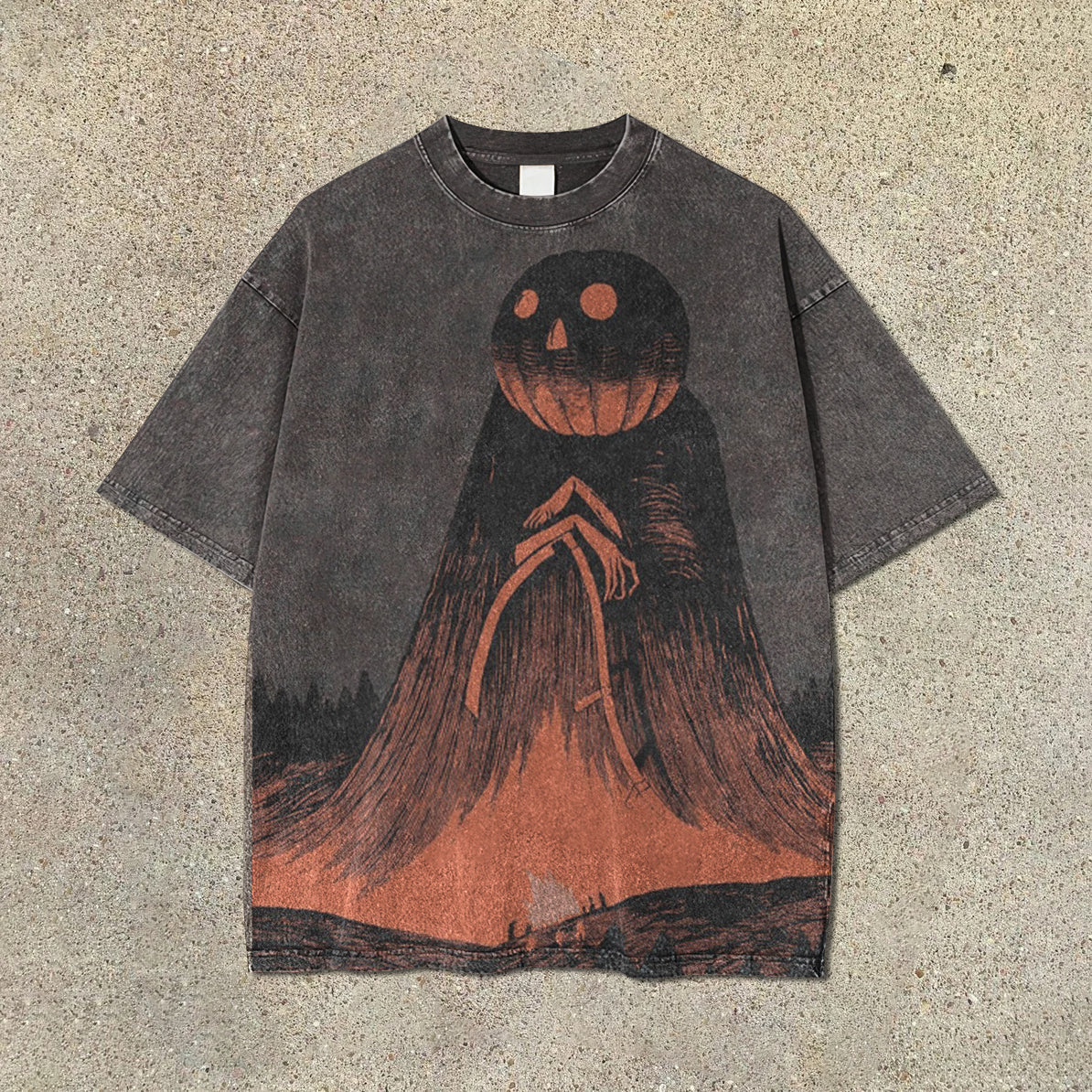 🎃💀 Fun Pumpkin Monster Print Short Sleeve T Shirt