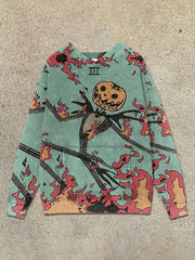 🎃Halloween Fire Skull Pumpkin Print Hoodie