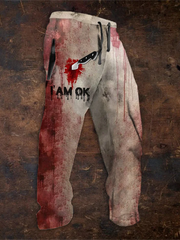 Men's Im OK Halloween Blood Splatter Print Sweatpants