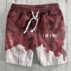 Men's Halloween I'm Fine Bloody Drawstring Shorts