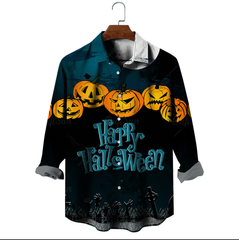 Men's Pumpkin Casual Long Sleeve Shirt