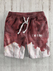 Men's Halloween I'm Fine Bloody Drawstring Shorts