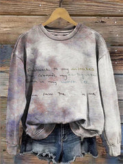 T.S Dress Lyrics Print Casual Sweatshirt