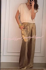 Fashionable Hot Stamping High Waist Casual Wide Leg Pants