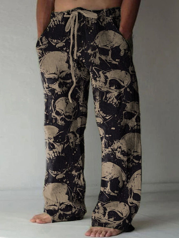 Vintage Skull Dark Style Linen Blend Pants