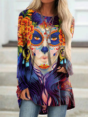 Crew Neck Death Queen Print Tunic