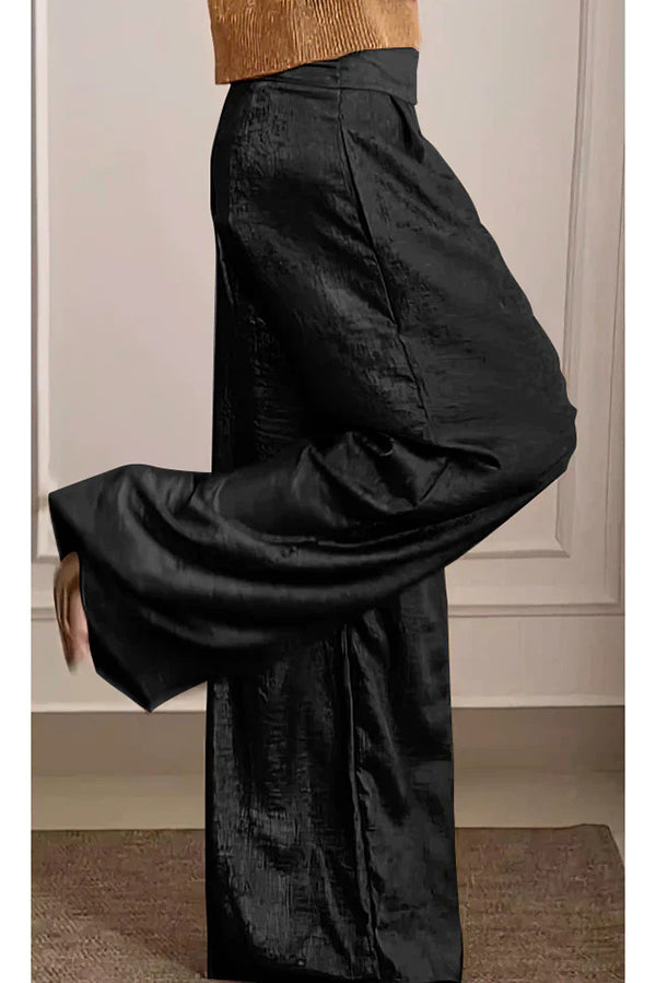 Fashionable Hot Stamping High Waist Casual Wide Leg Pants