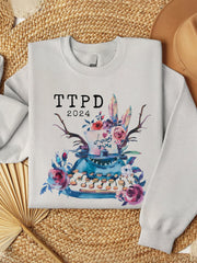 Watercolor Floral Music Art Print Crew Neck Sweatshirt