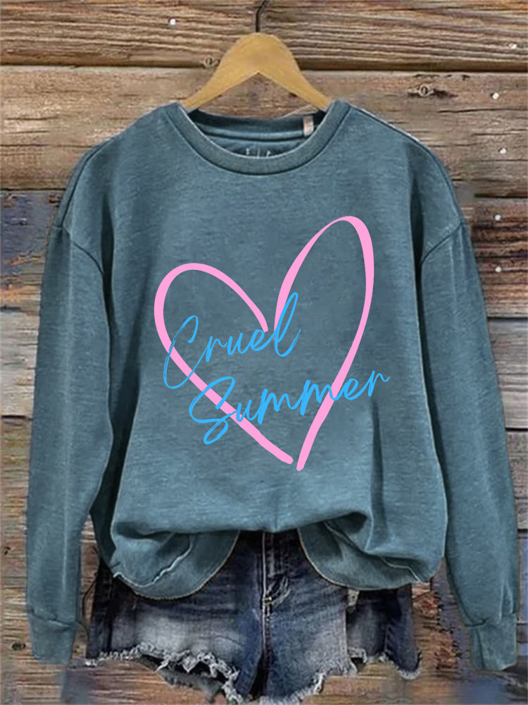 Cruel Summer Heart Graphic Washed Sweatshirt