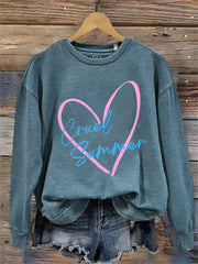 Cruel Summer Heart Graphic Washed Sweatshirt