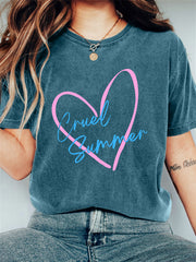 Cruel Summer Heart Graphic Vintage Washed T Shirt