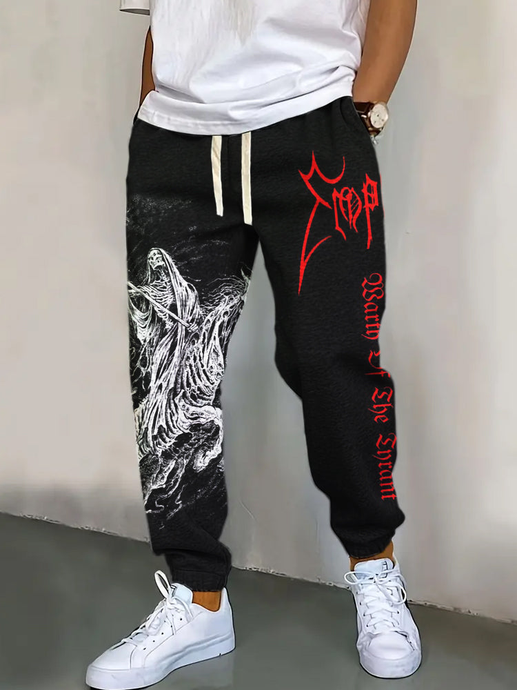 Black Metal Band Print Men's Sweatpants