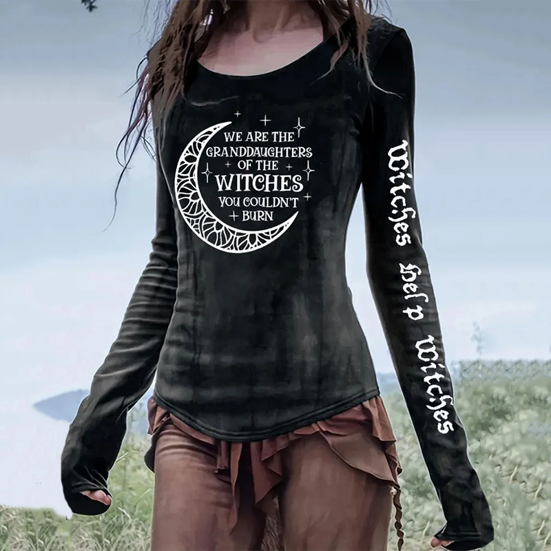 Women's We Are The Granddaughters Of The Witches You Could Not Burn Salem Witch Print Tops