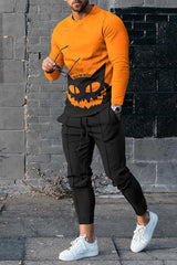 Halloween Cat T-Shirt And Pants Two Piece Set