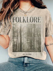 Folklore Forest Inspired Vintage Washed T Shirt