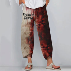 Vintage Bloody Problem Solved Halloween Print Loose Casual Pants