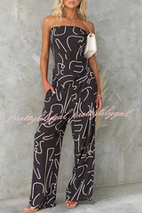 Fun Printed Off The Shoulder Top and Elastic Waist Pocket Pants Set