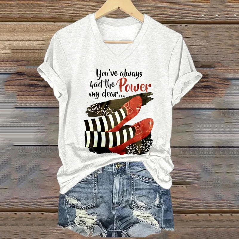 Classic Ruby Shoes Halloween You've Always Had The Power My Dear Painting V-Neck T-Shirt