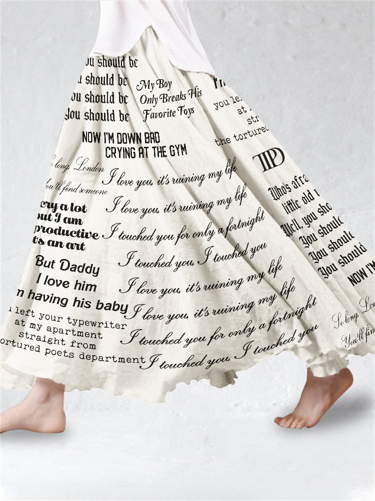 New Album Songs Lyrics Inspired Flowy Wide Skirt