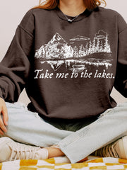 Folklore Take Me To The Lakes Graphic Vintage Sweatshirt