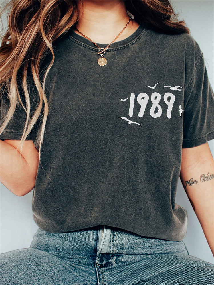 1989 Seagulls Embroidered Vintage Washed T Shirt