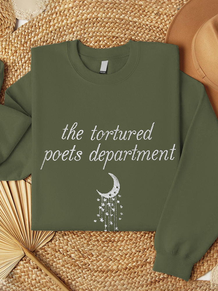 Moonlight The Tortured Poets Department Embroidery Crew Neck Sweatshirt