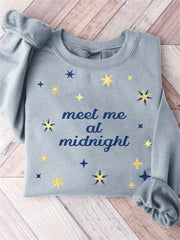 Meet Me at Midnight Embroidery Sweatshirt