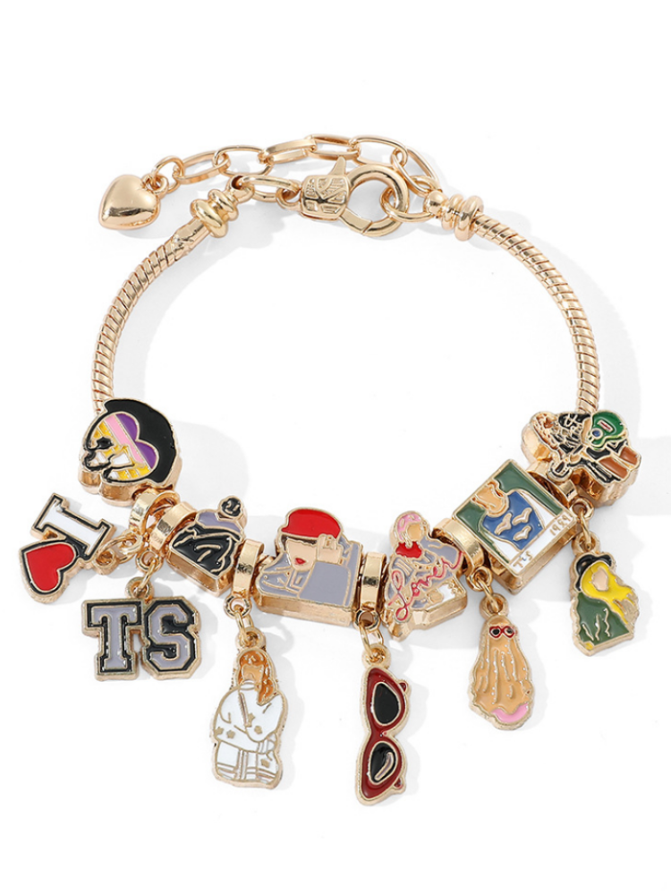 TS 1989 Metal Chain Alphabet Beaded Bracelet