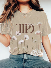 Floral & Alphabet Print Short Sleeve T-Shirt