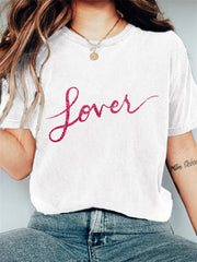 TS Lover Glitter Graphic Vintage Washed T Shirt