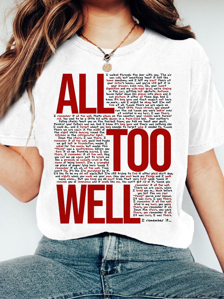 TS All Too Well Inspired Vintage Washed T Shirt