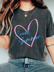 Cruel Summer Heart Graphic Vintage Washed T Shirt