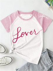 TS Lover Glitter Graphic Contrast Color T Shirt