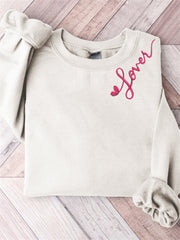 Lover Heart Embroidered Comfy Sweatshirt