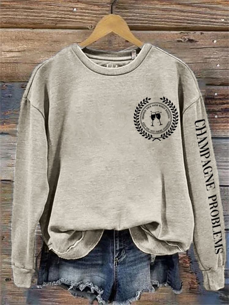 Champagne Problems Inspired Washed Sweatshirt